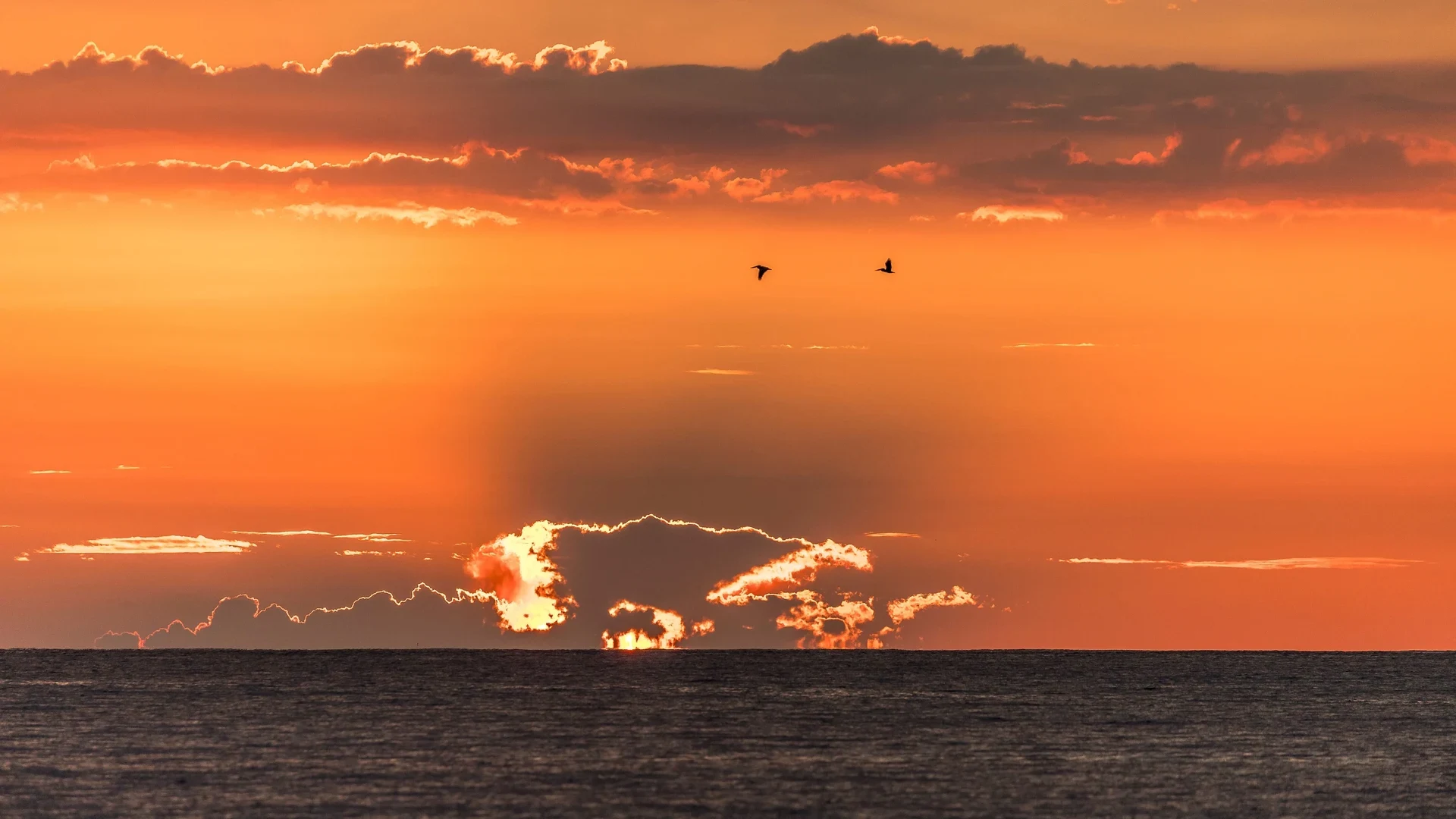 The sun setting over the Pacific horizon off the Costa Rican coast