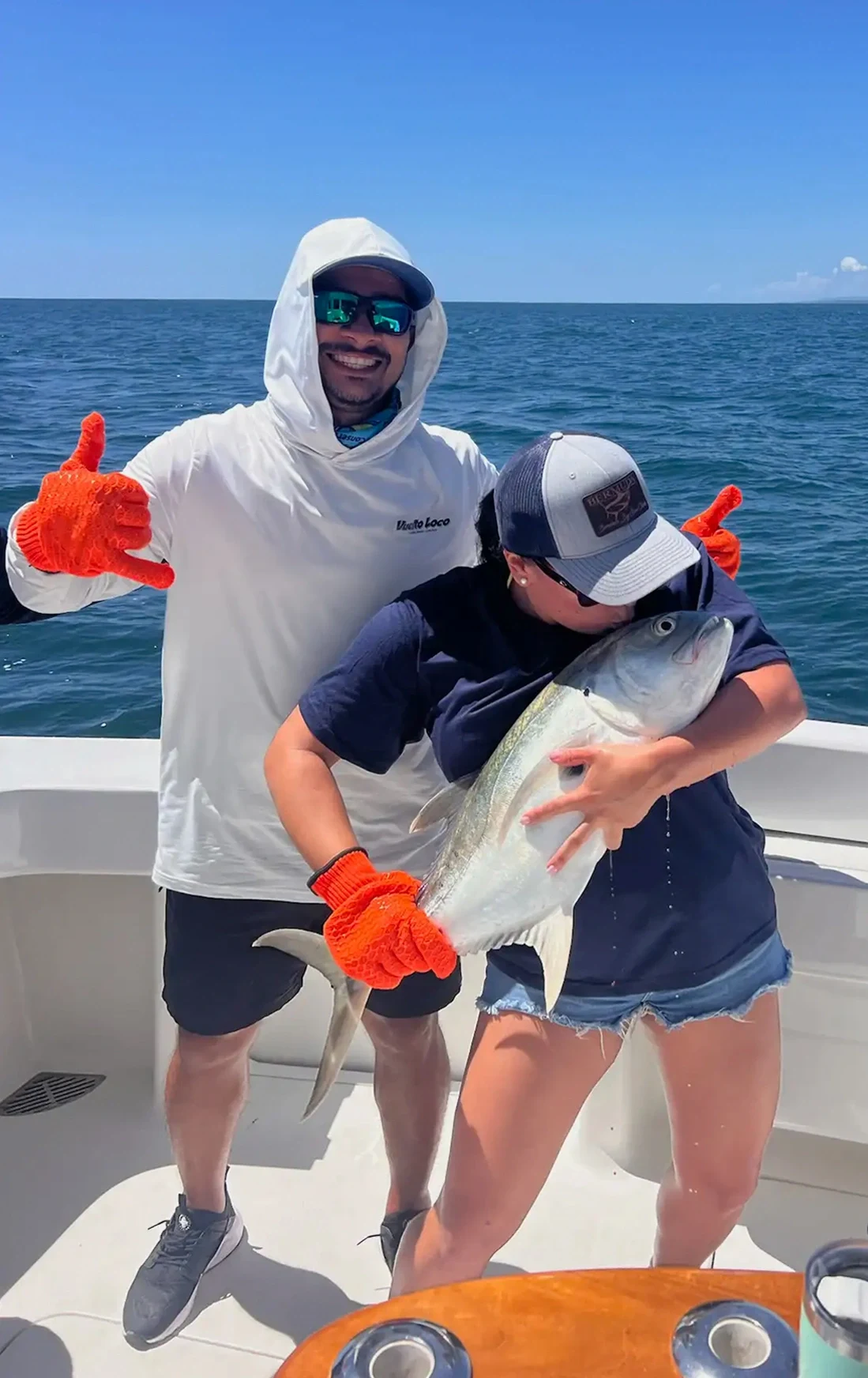 Nella kissing the fish, moments later