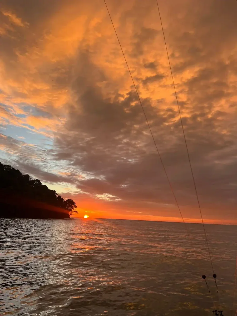 Golden hour on the water off Quepos, Costa Rica